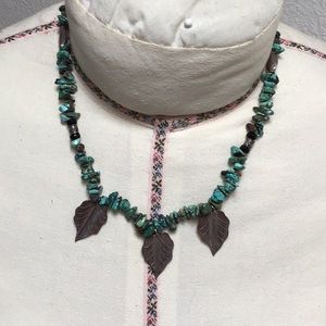 Turquoise necklace and bracelet with Indian Hill silver accents